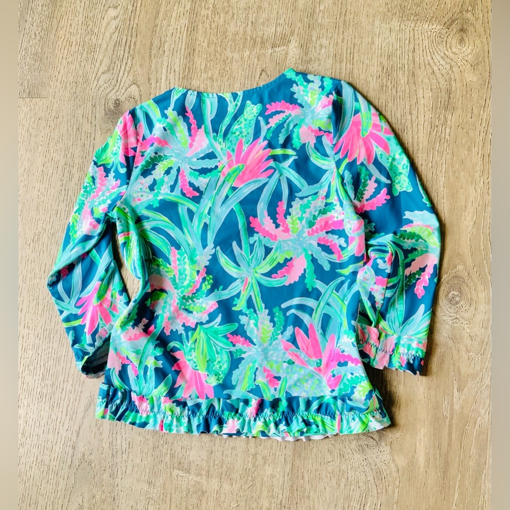 Lilly Pulitzer LS Tropical Swim Top Girls 14 - Picture 2 of 7